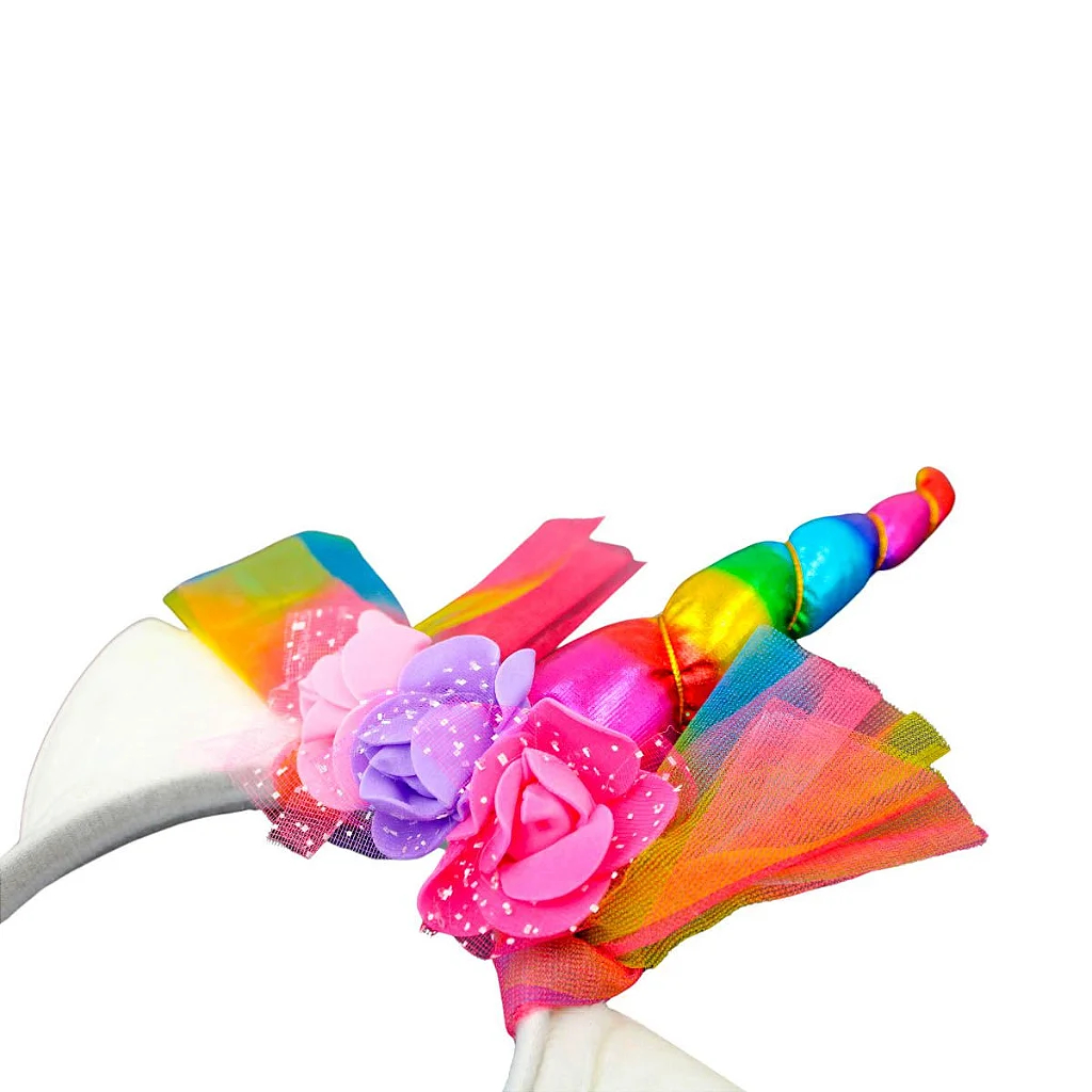 Tiara Arco Fantasia Carnaval Halloween Unicórnio Colorido - Imagem 2