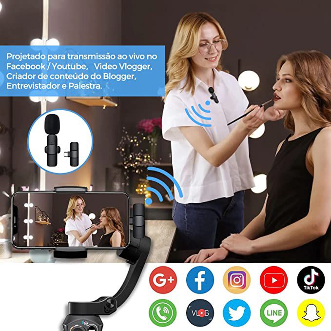 Microfone Sem Fio Transmissor Receptor De Lapela Para Android Tipo c - Imagem 4