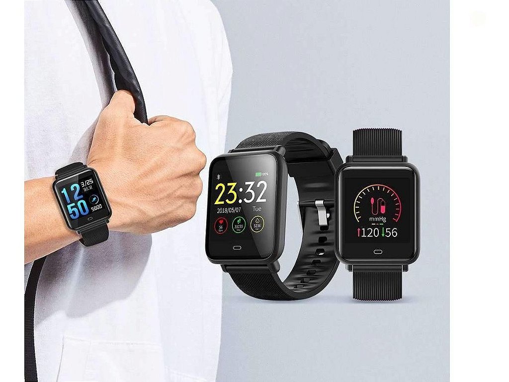 Relogio Smartwatch Inteligente Q9 Pressão Pulso 2 Pulseiras Memoria 64K - Imagem 5