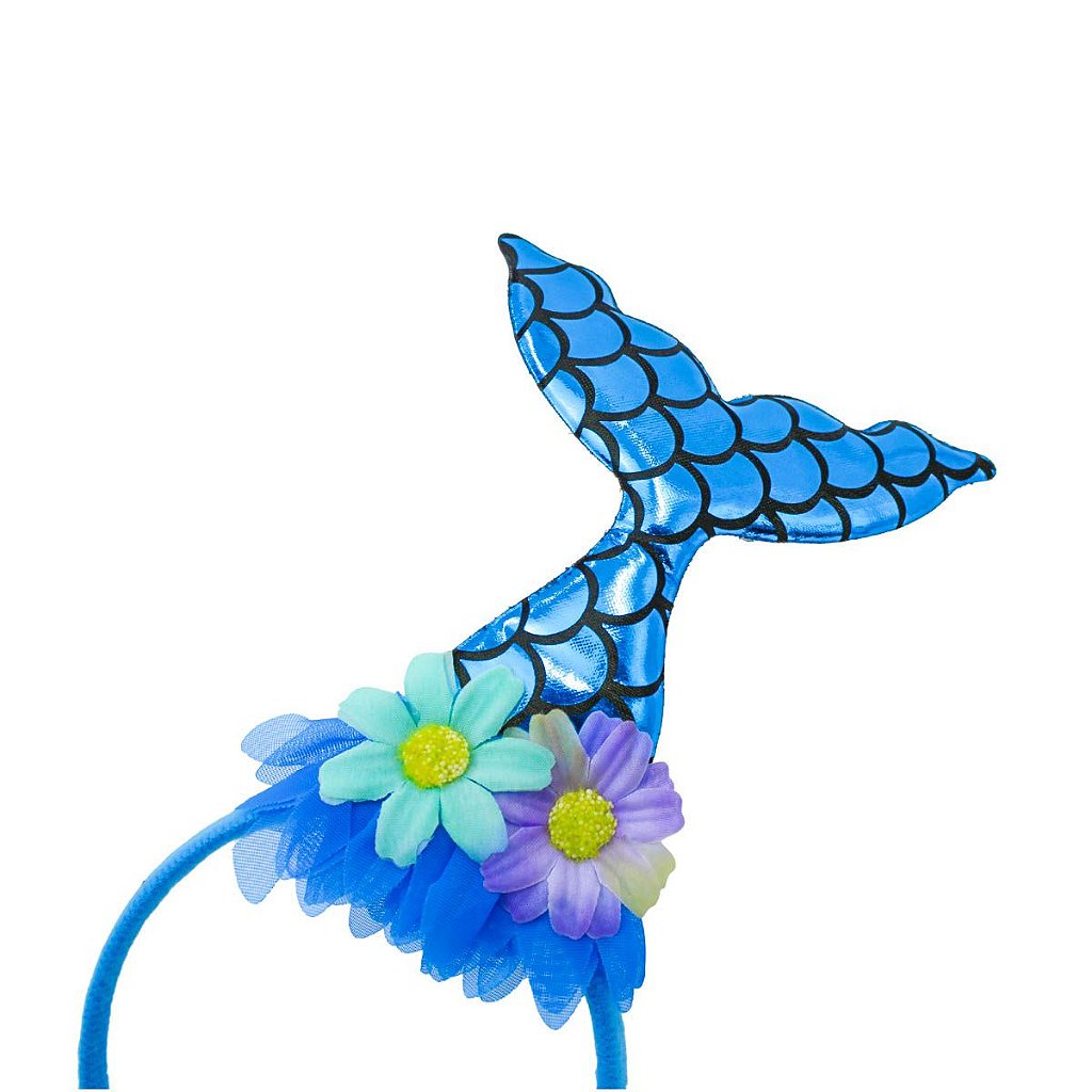 Tiara Arco Fantasia Carnaval Halloween Festa Sereia Azul - Imagem 3