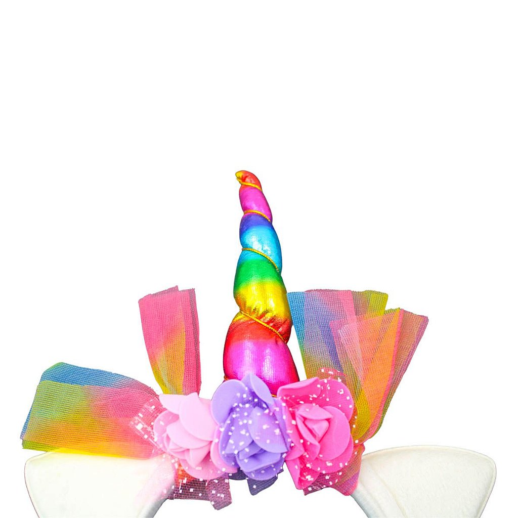 Tiara Arco Fantasia Carnaval Halloween Unicórnio Colorido - Imagem 3