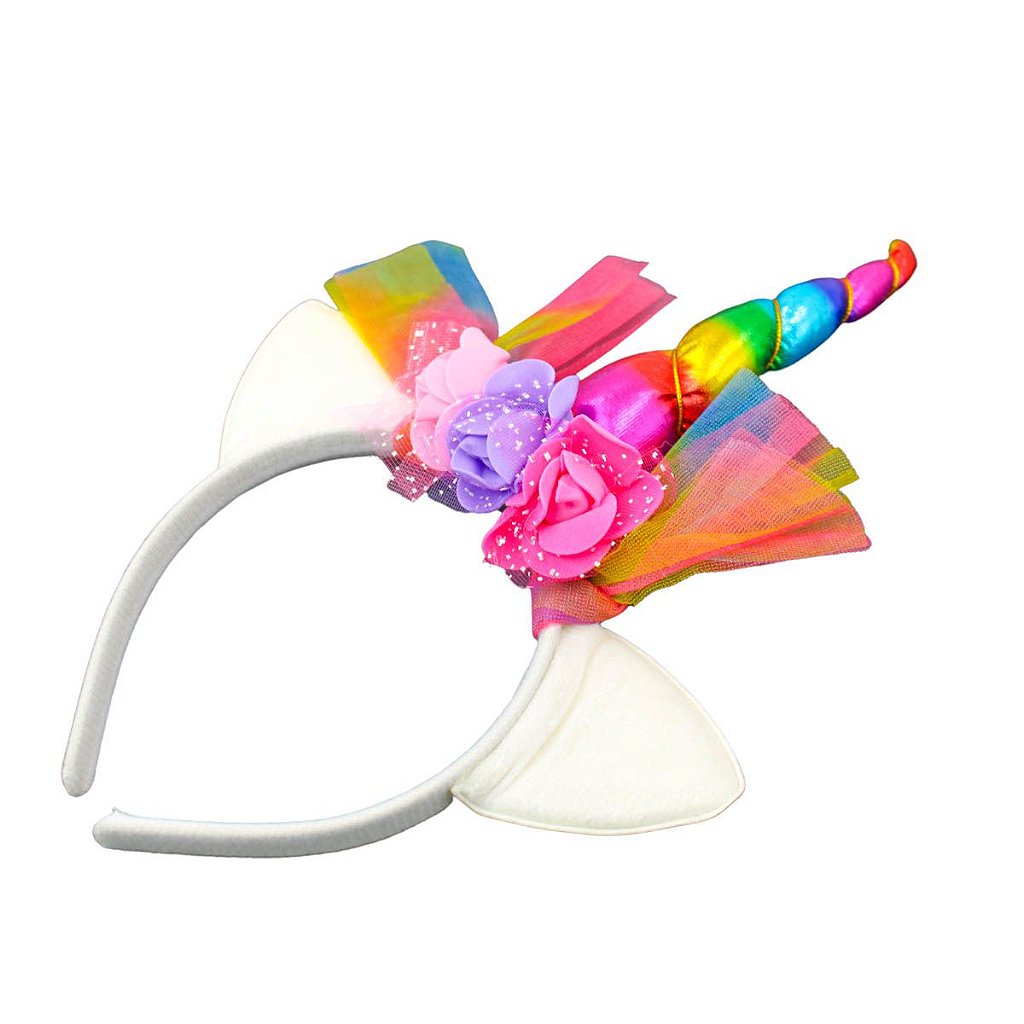 Tiara Arco Fantasia Carnaval Halloween Unicórnio Colorido - Imagem 5