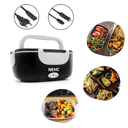 Marmita Térmica Elétrica 1,5L Portátil 220v Tomada e Carro 12v Preto - Imagem 2