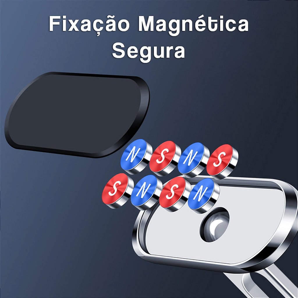 Suporte Celular Automotivo 360° Universal Magnético Para Carro Imã Veicular - Imagem 4