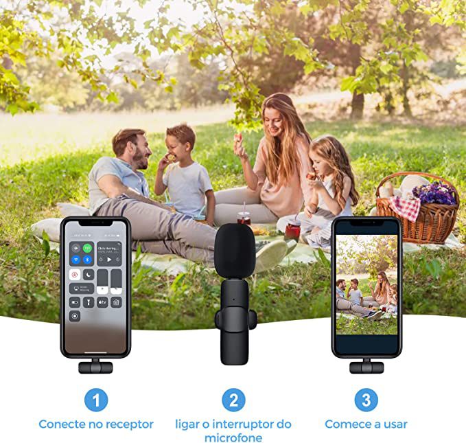 Microfone Sem Fio Transmissor Receptor De Lapela Para Android Tipo c - Imagem 3