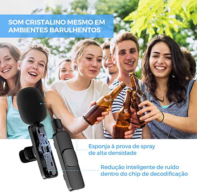 Microfone Sem Fio Transmissor Receptor De Lapela Para Android Tipo c - Imagem 5