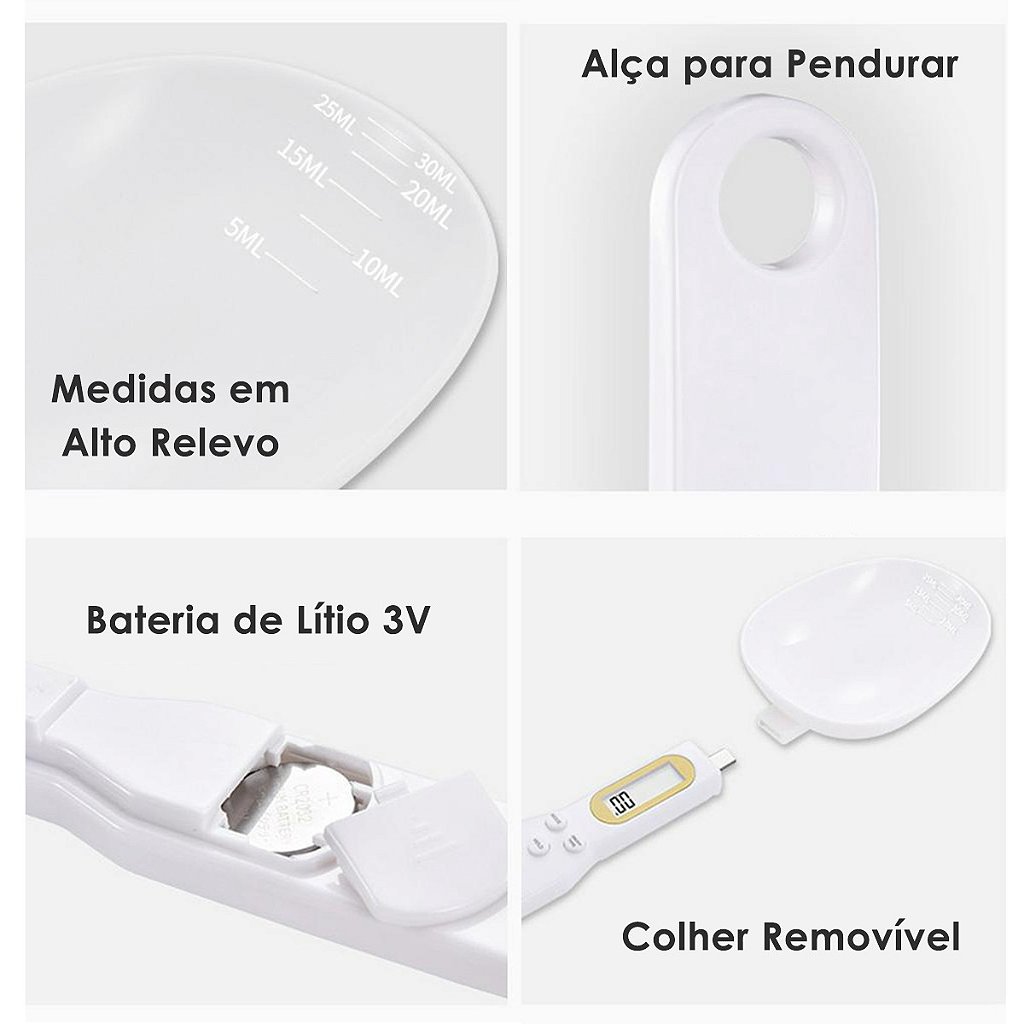Colher Balança Digital Medidora Dosador Para Restaurante Dieta Receitas - Imagem 9