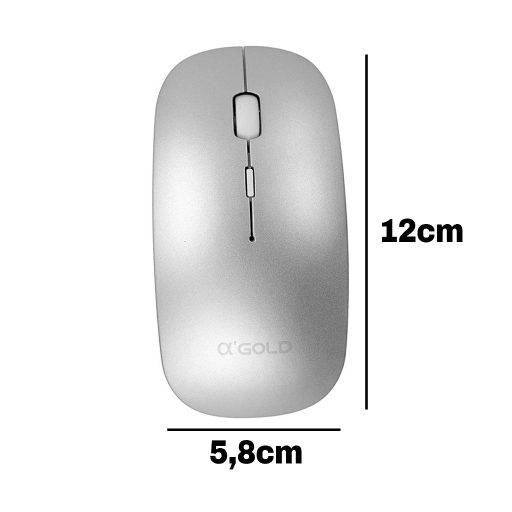 Mouse Sem Fio 2.4GHZ Recarregável USB Ergonômico Wireless AGold - Imagem 6